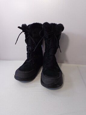 Columbia Women’s Ice Maiden Faux For Snow Winter Boots Black WaterProof Size 8.5
